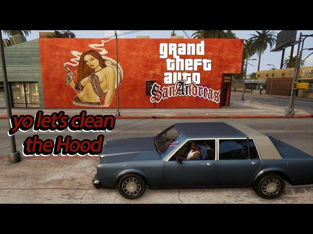 Grand Theft Auto San Andreas: CJ clean the Hood with blood