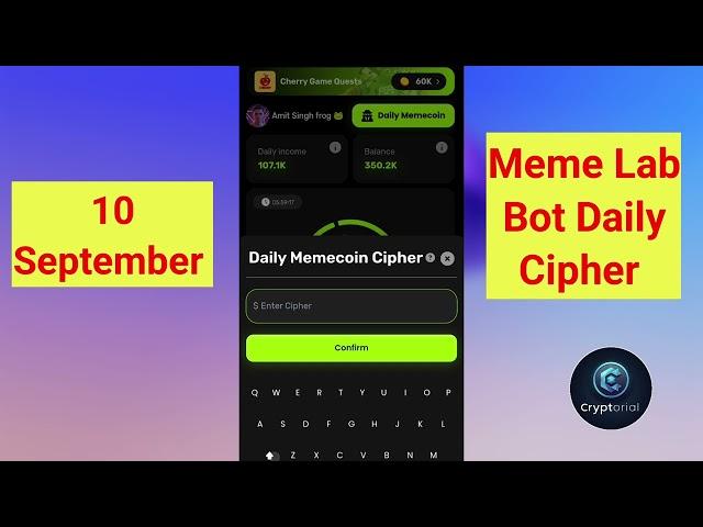 Meme Labs Cipher Code | Memelabs Coin Daily Cipher Code | Memelabs Cipher Code Solution 10 September