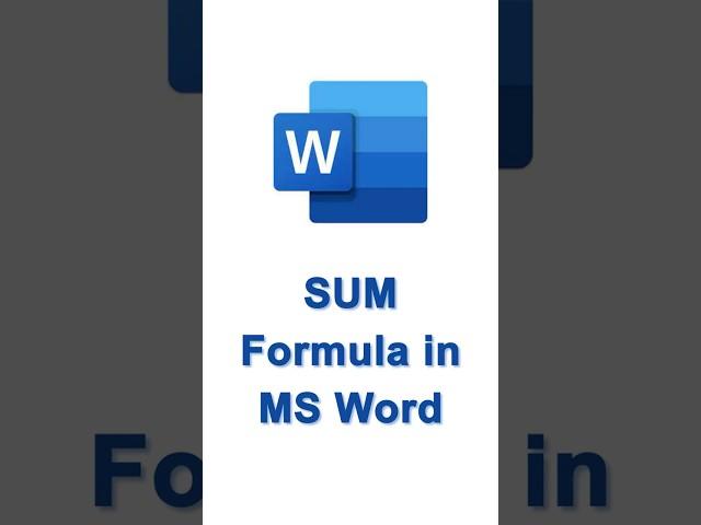 MS Word Trick: Add Numbers (SUM Formula) #shorts #msword