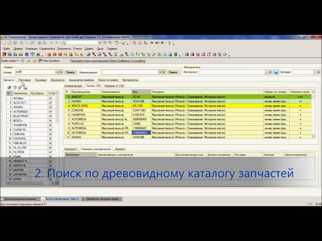 TecDoc интегратор для 1С. Универсальная система поиска и подбора запчастей.