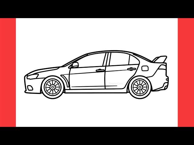 How to draw a MITSUBISHI LANCER EVOLUTION 10 easy / drawing mitsubishi lancer evo x