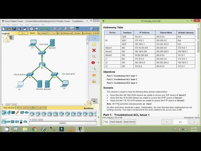 4.4.2.9 Packet Tracer - Troubleshooting IPv4 ACLs