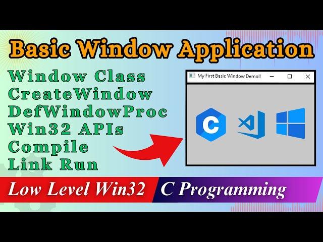 Basic Window C Programming | Desktop Application GUI | WinMain CreateWindow WNDCLASS | DefWindowProc