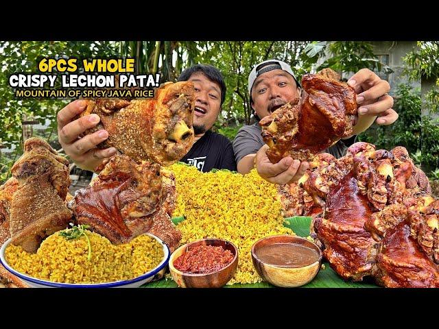 6Pcs "WHOLE CRISPY LECHON PATA" at "SPICYJAVA RICE!" | ULTIMATE PUTOK BATOK!