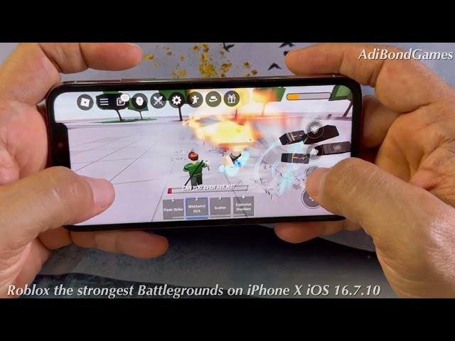 Roblox the strongest battlegrounds on iPhone X iOS 16.710