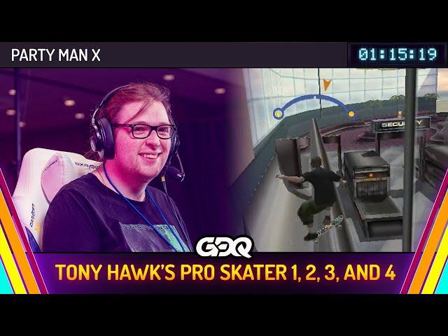 Tony Hawk's Pro Skater 1, 2, 3, & 4 by Party Man X in 1:15:19 - Summer Games Done Quick 2024