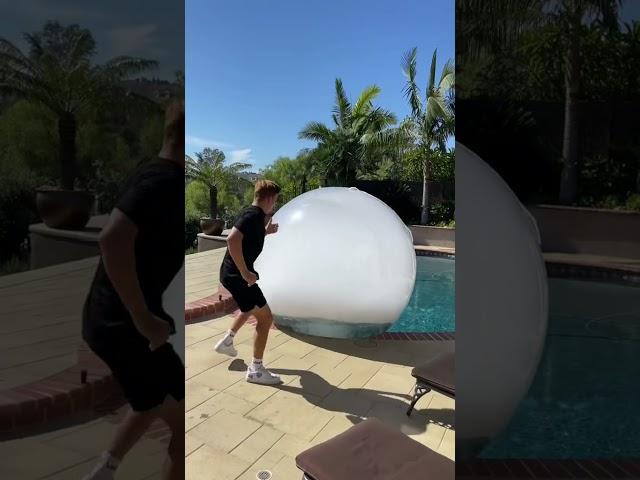 Filling up a human hamster ball with dry ice until it pops! (Gone Wrong) #shorts