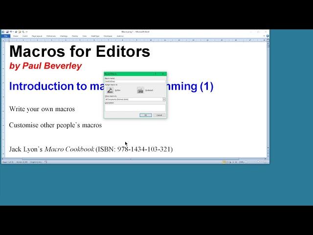Programming Word macros 1