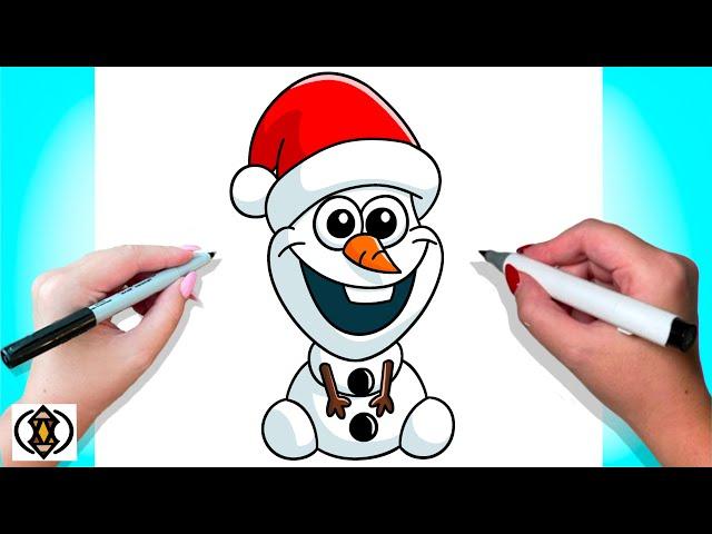 How To Draw Christmas Olaf | Frozen | Cute Christmas Drawing Tutorial