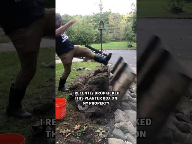 Dropkicking and planting #diy #homestead #maker #family #goals #garden #landscaping #lawncare
