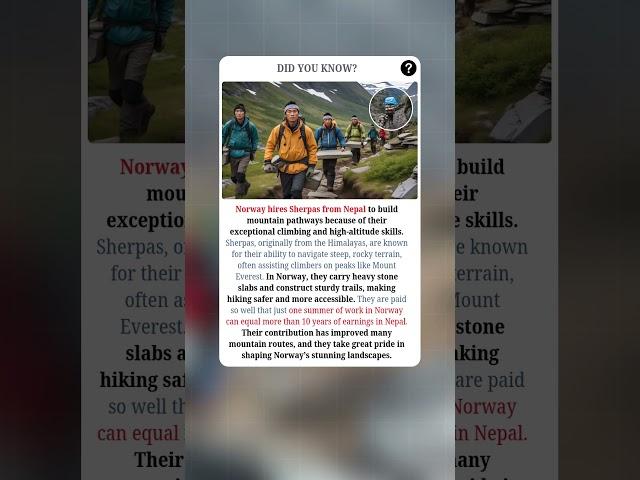 Why Norway Hires Sherpas from Nepal | #fact #facts #shorts
