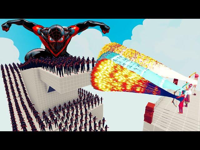 100x MILES MORALES + 2x GIANT vs 3x EVERY GOD - Totally Accurate Battle Simulator TABS