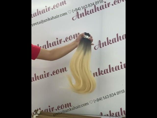 Волосы омбре блонде №1/60 60см в срезе - фабрика волос Anka Hair