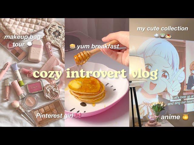 cozy introvert vlog  cute kitchenware collection, makeup bag tour, cute brekky ideas, haul, anime 