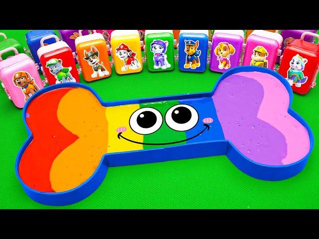 Satisfying ASMR | Making Dog Bone Shapes by Mixing SLIME in Rainbow Suitcases CLAY Coloring