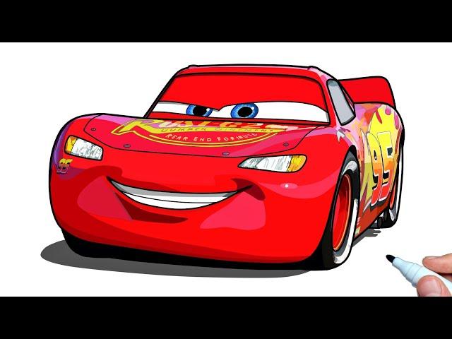 How to draw a LIGHTNING MCQUEEN step by step | Pixar Cars