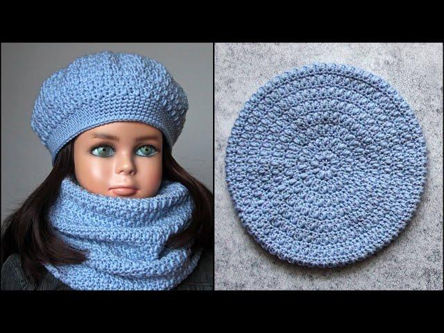 Crochet hat | How to crochet a hat and snood. Crochet.