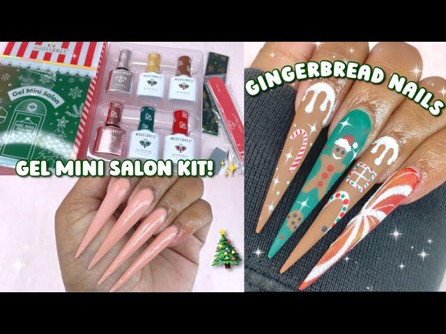 CHRISTMAS NAIL ART USING MODELONES GEL MINI SALON KIT! Polygel nail application + Sugar'd nail art