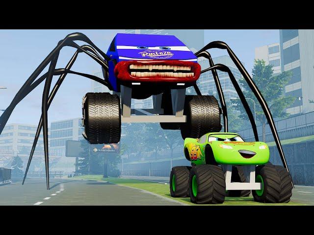 Epic escape from Zombie Lightning McQueen Eater, Cyber Truck Eater | BeamNG.Drive