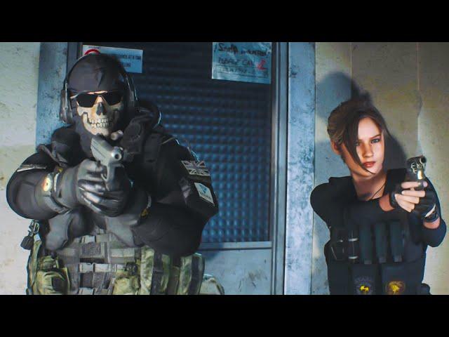 Resident Evil 2 Remake - Ghost (Call of Duty) & Claire Military Mod