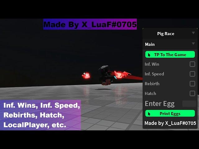 Pig Race Script | Inf. Wins, Inf. Speed, Rebirths, Hatch, LocalPlayer, etc.