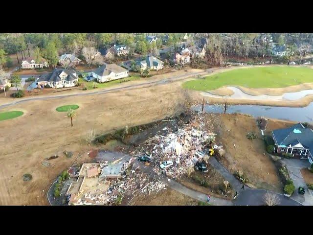 Drone video: Tornado damages homes in Brunswick County