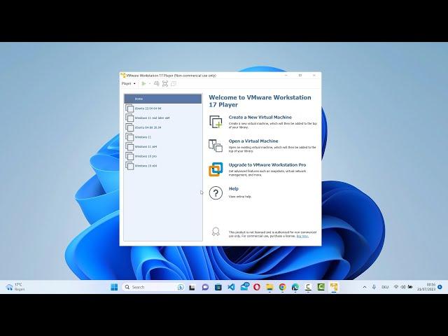 How to Install VMware Workstation Player in Windows 11