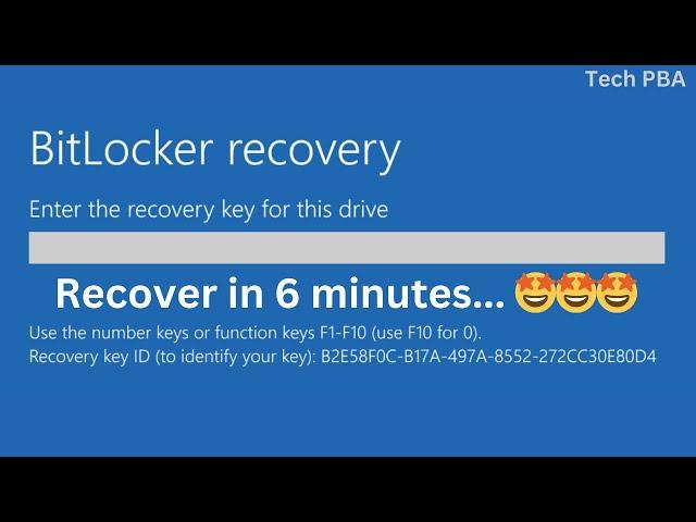 Bitlocker recovery. Enter the recovery key for this drive. Recover in 6 minutes | BitLocker