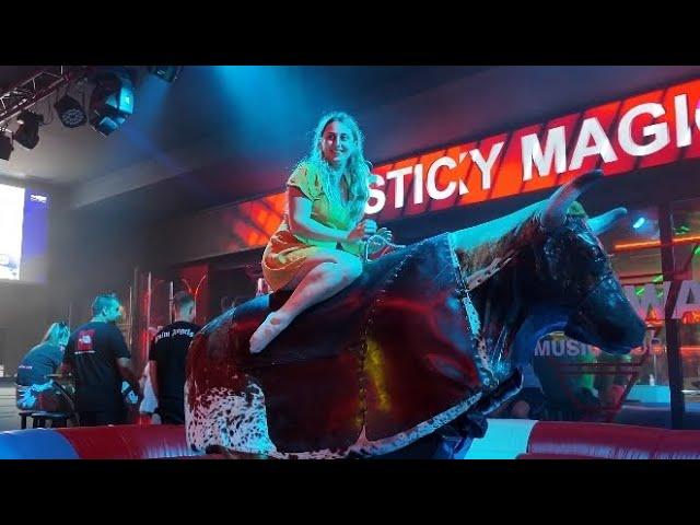 crazy  mechanical bull riding #Benidorm entertainment #bullriding  11thOctober