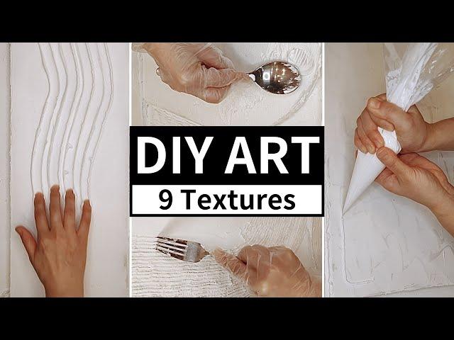 DIY wall canvas textured art with 9 different textures | Home decor ideas