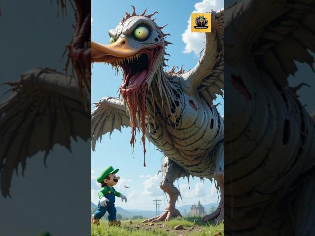 oh! monster Duck want to eat Mario Characters #scary #creepy #fakesituation