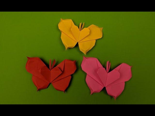 Бабочка с сердечком оригами | Валентинка из бумаги | Origami butterfly with heart