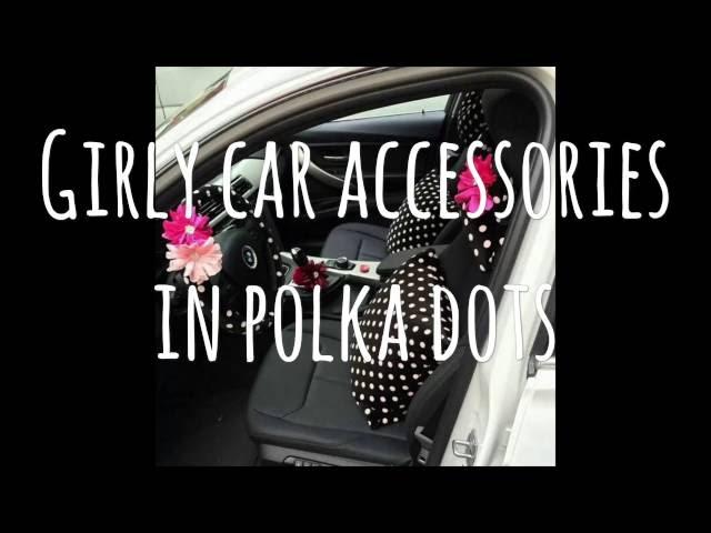 Girly car accessories in polka dots mov