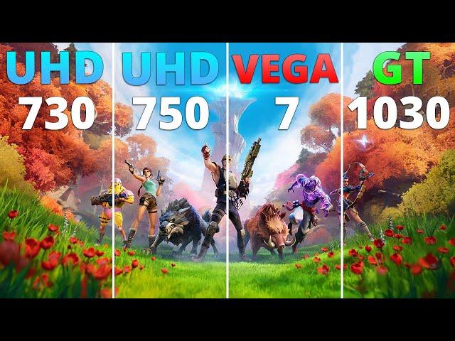 UHD 730 vs UHD 750 vs VEGA 7 vs GT 1030 - 11400 vs 11600k vs 4650G vs GT 1030 - 10 Games 1080p