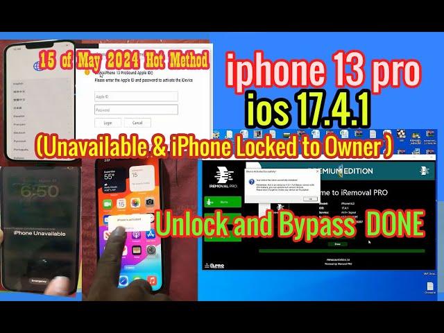 iphone 13 pro (iPhone Unavailable )&iPhone Locked to Owner)ios 17.4.1 Unlock and Bypass iCloud  DONE