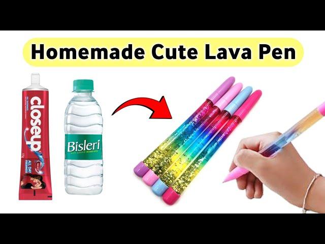 How to make Lava Glitter Pen at home easy