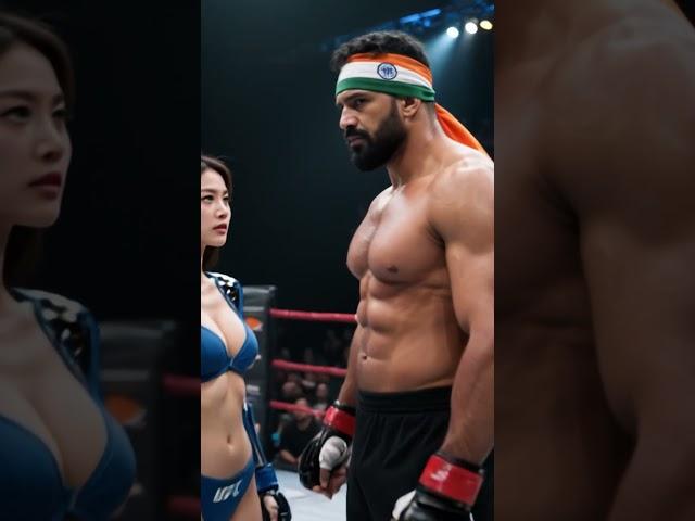 Chinese AI kungfu robot VS Indian warrior ️ #kungfu #robot #ai #chinesekungfu #fight #shorts