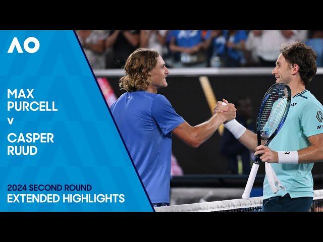 Max Purcell v Casper Ruud Extended Highlights | Australian Open 2024 Second Round