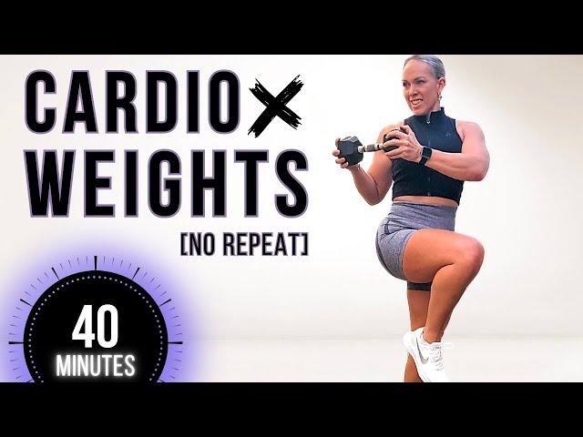 40 MIN FAT BURNING STRENGTH, CARDIO & CORE Workout with Dumbbells