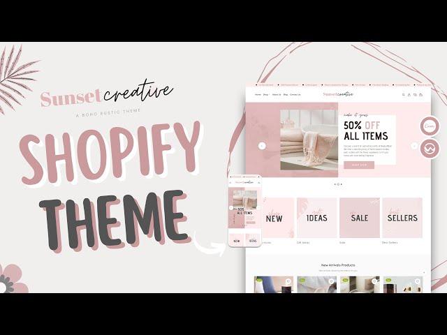 Shopify Theme, Rose Shopify Website Template, Shopify Pink Design, Editable Canva Templates