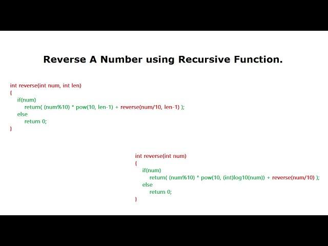 C Program To Reverse a Number using Recursion