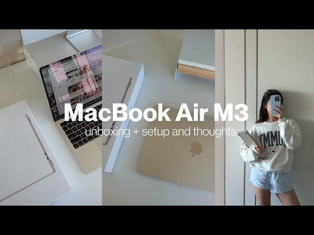 M3 MacBook Air | aesthetic unboxing + setup and review