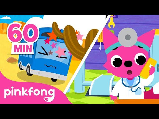  Five Little Buses Jumping on the Road and more | +Compilation | Pinkfong Songs for Children