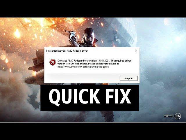 QUICK FIX Battlefield 1 [Please update your Nvidia GeForce driver]