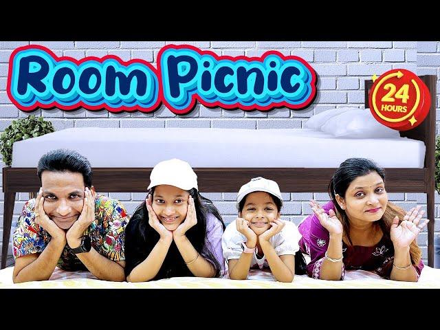 ROOM PICNIC ️| 24 Hours in Room | Family Fun Challenge | Cute Sisters