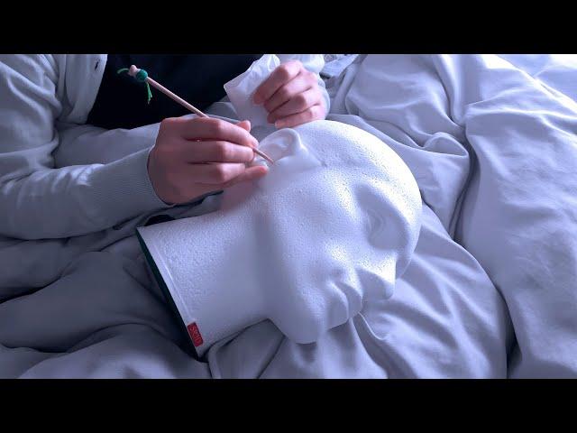 ASMR Realistic Ear Cleaning to Fall Asleep in Bed  ear blowing, SR3D dummy head / 耳かき