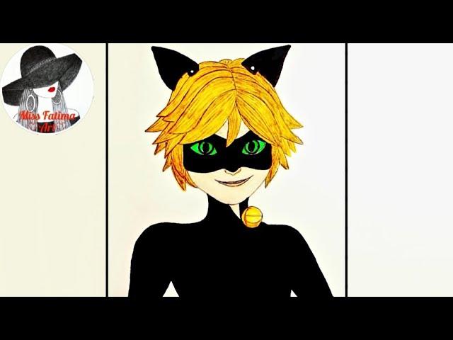 Cat Noir | Miraculous Ladybug | #Shorts #YouTubeShorts | Speed Drawing | Рисовать Кота Нуара