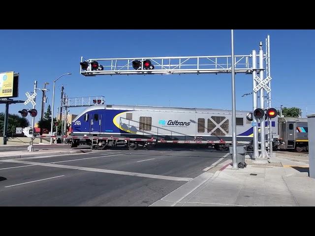 Amtrak California San Joaquin train 717 passing McKinley Ave Fresno ca