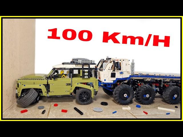 Land Rover Defender VS Truck  100 Km/H  Lego car CRASH - Lego Technic