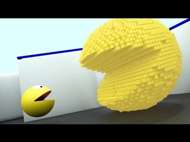 Pacman 3D vs 2D - Pixels Pacman #pacman #supermario #supersonic #pixels